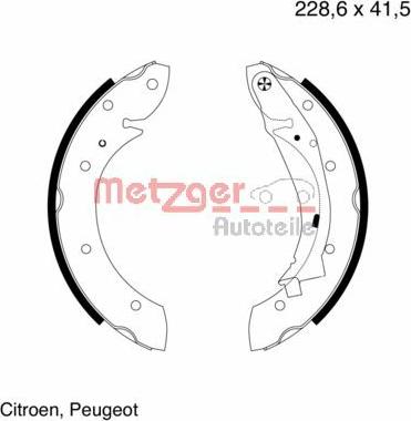 Metzger MG 641 - Brake Shoe Set autospares.lv