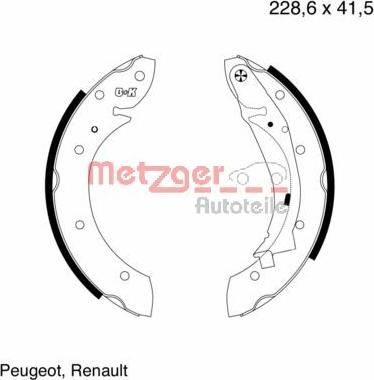 Metzger MG 634 - Brake Shoe Set autospares.lv