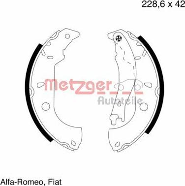 Metzger MG 624 - Brake Shoe Set autospares.lv