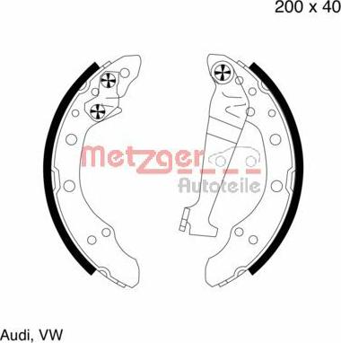 Metzger MG 344 - Brake Shoe Set autospares.lv