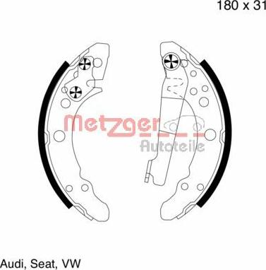 Metzger MG 343 - Brake Shoe Set autospares.lv