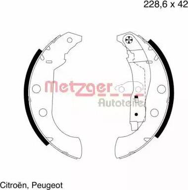 Metzger MG 704 - Brake Shoe Set autospares.lv