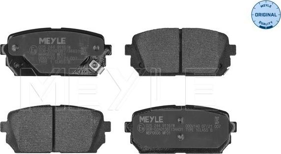 Meyle 025 244 9116/W - Brake Pad Set, disc brake autospares.lv