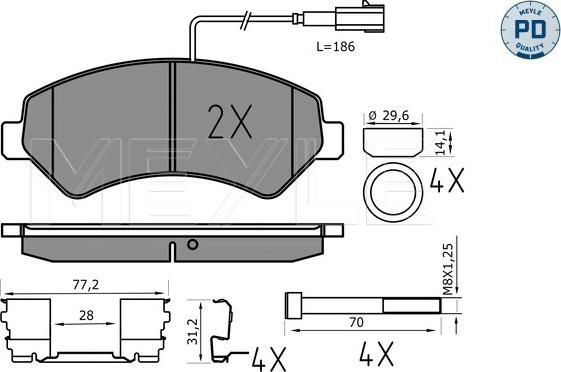 Meyle 025 244 6619-1/PD - Brake Pad Set, disc brake autospares.lv