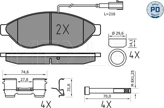 Meyle 025 244 6819-1/PD - Brake Pad Set, disc brake autospares.lv