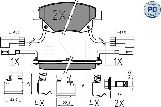 Meyle 025 244 8617/PD - Brake Pad Set, disc brake autospares.lv