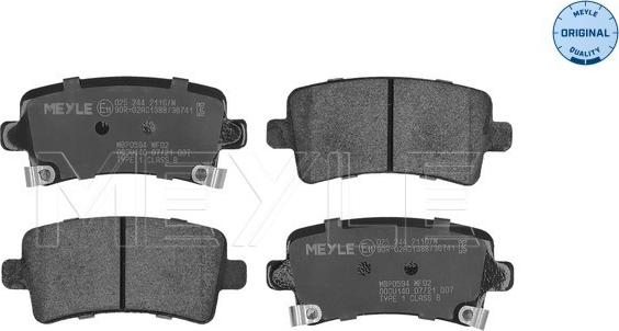 Meyle 025 244 2116/W - Brake Pad Set, disc brake autospares.lv