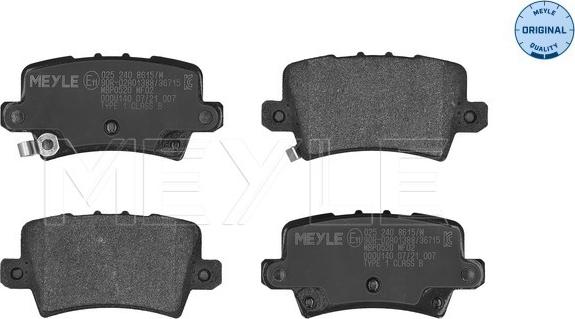 Meyle 025 240 8615/W - Brake Pad Set, disc brake autospares.lv