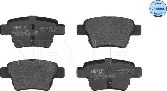 Meyle 025 241 5017 - Brake Pad Set, disc brake autospares.lv