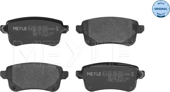 Meyle 025 248 2016 - Brake Pad Set, disc brake autospares.lv