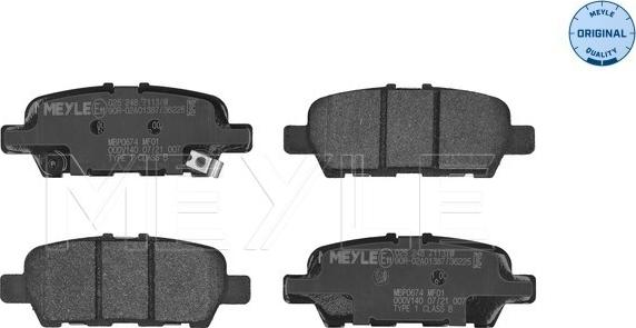 Meyle 025 248 7113/W - Brake Pad Set, disc brake autospares.lv