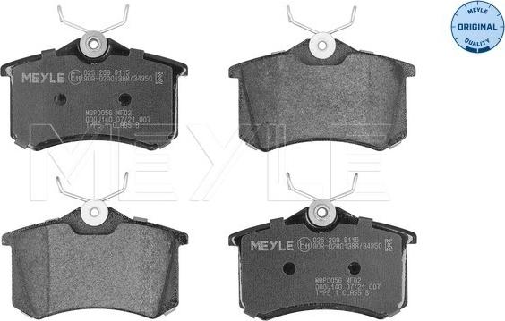 Meyle 025 209 6115 - Brake Pad Set, disc brake autospares.lv