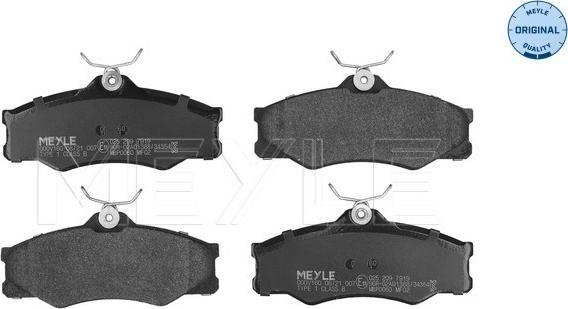 Meyle 025 209 7919 - Brake Pad Set, disc brake autospares.lv