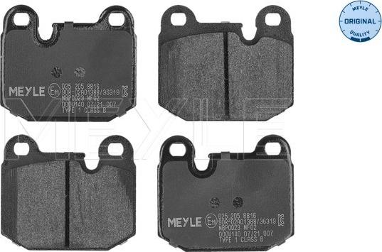 Meyle 025 205 8816 - Brake Pad Set, disc brake autospares.lv