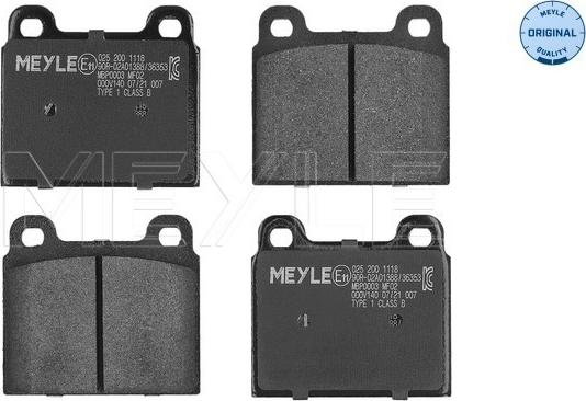 Meyle 025 200 1118 - Brake Pad Set, disc brake autospares.lv