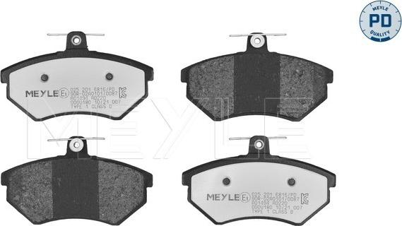 Meyle 025 201 6816/PD - Brake Pad Set, disc brake autospares.lv