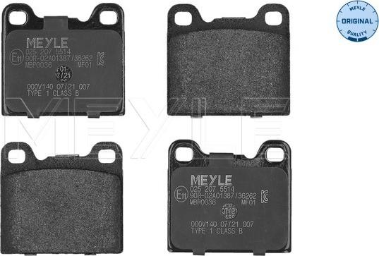 Meyle 025 207 5514 - Brake Pad Set, disc brake autospares.lv