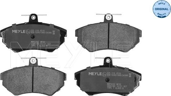 Meyle 025 219 4516 - Brake Pad Set, disc brake autospares.lv