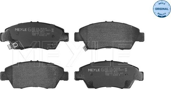 Meyle 025 216 9416/W - Brake Pad Set, disc brake autospares.lv