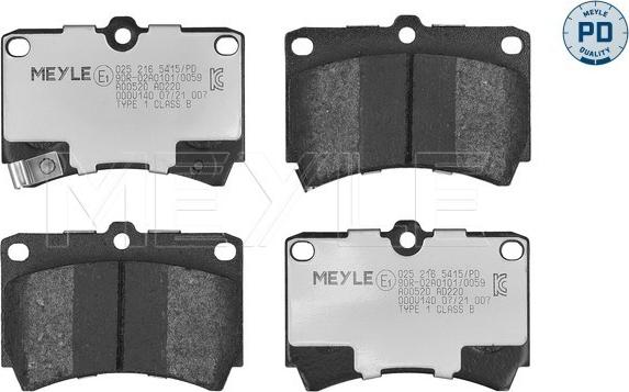 Meyle 025 216 5415/PD - Brake Pad Set, disc brake autospares.lv