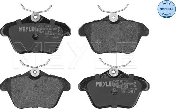 Meyle 025 216 0616 - Brake Pad Set, disc brake autospares.lv