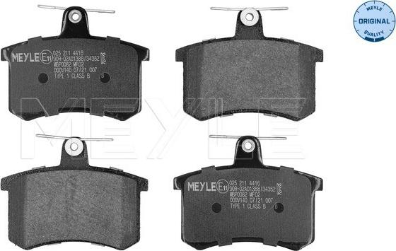 Meyle 025 211 4416 - Brake Pad Set, disc brake autospares.lv