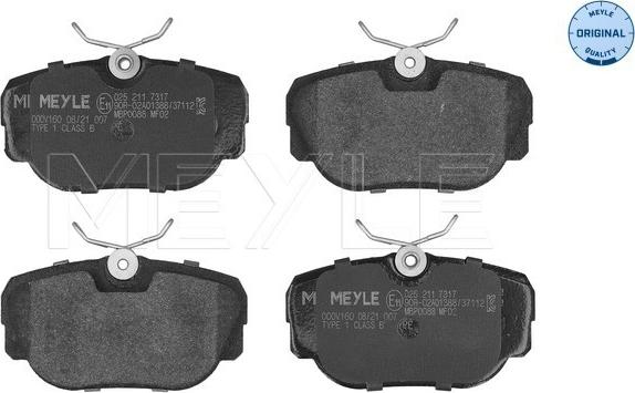 Meyle 025 211 7317 - Brake Pad Set, disc brake autospares.lv