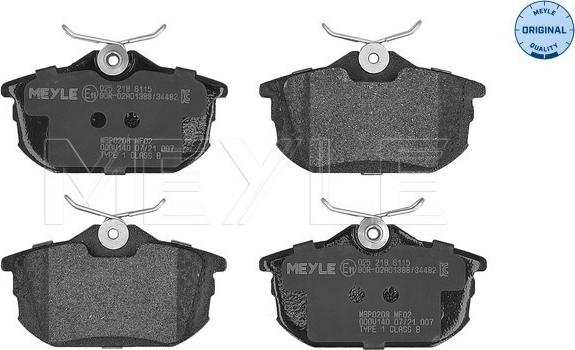 Meyle 025 218 6115 - Brake Pad Set, disc brake autospares.lv