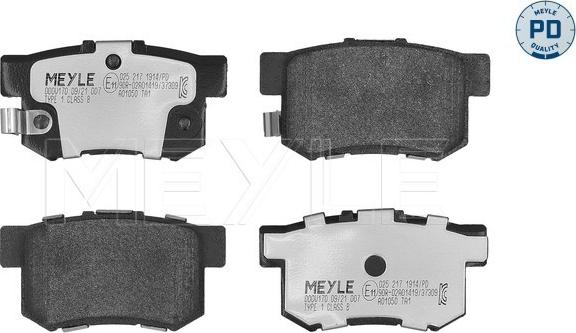 Meyle 025 217 1914/PD - Brake Pad Set, disc brake autospares.lv