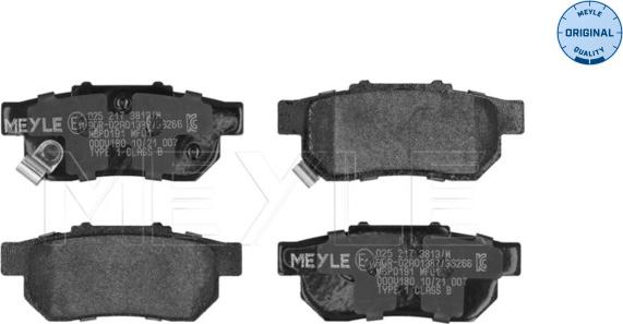 Meyle 025 217 3813/W - Brake Pad Set, disc brake autospares.lv