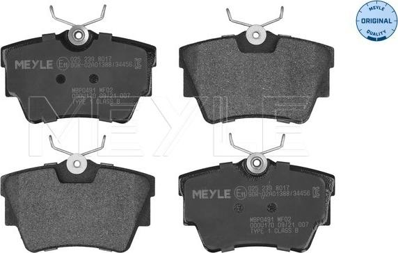 Meyle 025 239 8017 - Brake Pad Set, disc brake autospares.lv