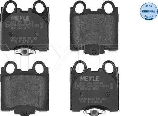 Meyle 025 234 2915/W - Brake Pad Set, disc brake autospares.lv