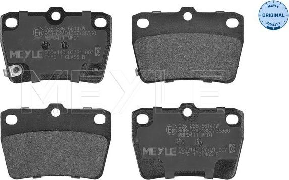Meyle 025 236 5614/W - Brake Pad Set, disc brake autospares.lv