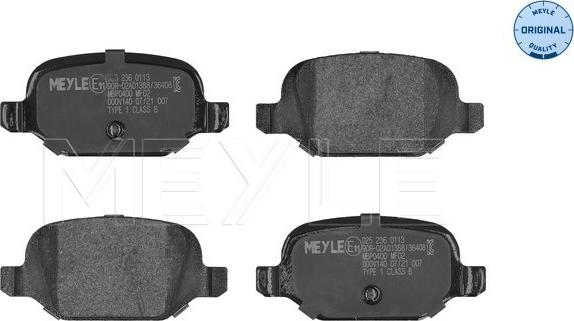 Meyle 025 236 0113 - Brake Pad Set, disc brake autospares.lv