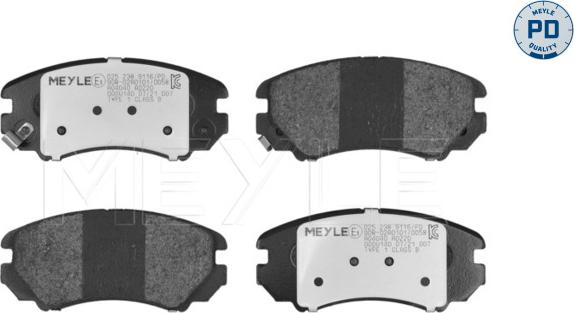 Meyle 025 238 9116/PD - Brake Pad Set, disc brake autospares.lv