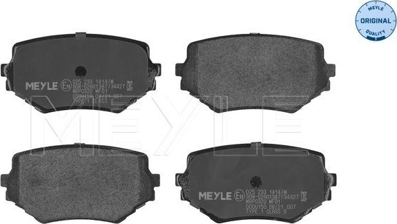 Meyle 025 233 1414/W - Brake Pad Set, disc brake autospares.lv