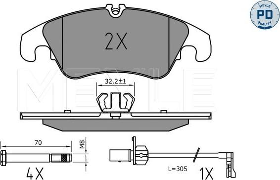 Meyle 025 222 5219/PD - Brake Pad Set, disc brake autospares.lv