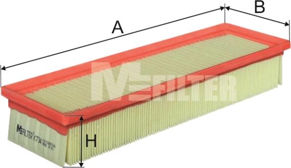 Mfilter K 734 - Air Filter, engine autospares.lv