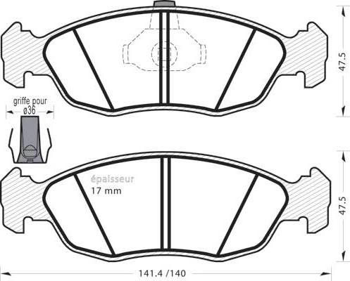 MGA 427 - Brake Pad Set, disc brake autospares.lv