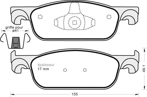 BOSCH BP2055 - Brake Pad Set, disc brake autospares.lv