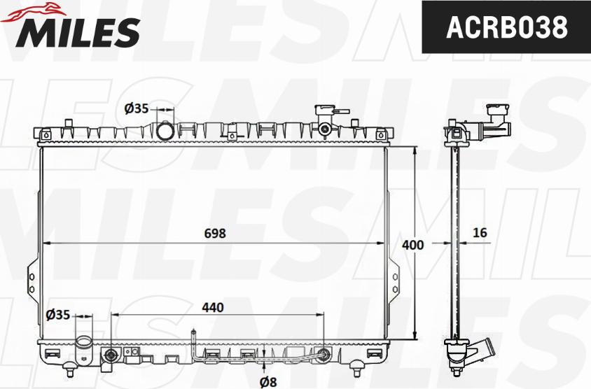 Miles ACRB038 - Radiator, engine cooling autospares.lv