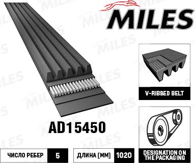 Miles AD15450 - V-Ribbed Belt autospares.lv