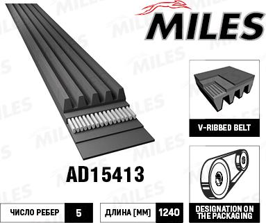 Miles AD15413 - V-Ribbed Belt autospares.lv