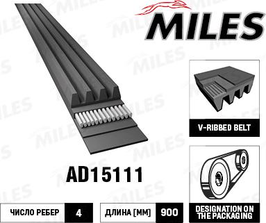 Miles AD15111 - V-Ribbed Belt autospares.lv
