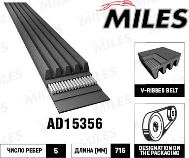 Miles AD15356 - V-Ribbed Belt autospares.lv