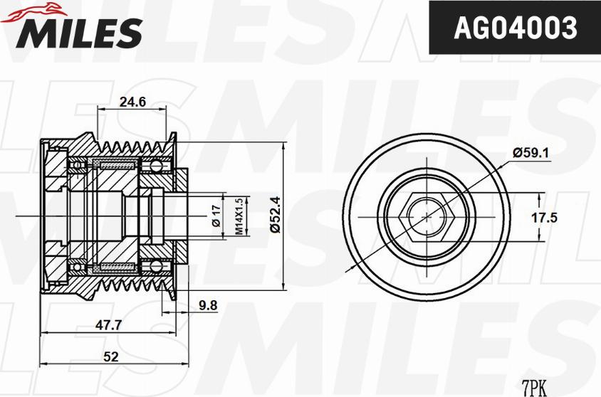 Miles AG04003 - Pulley, alternator, freewheel clutch autospares.lv