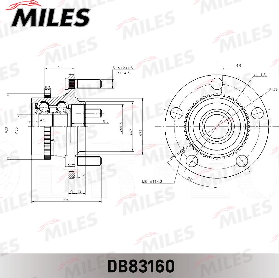 Miles DB83160 - Wheel hub, bearing Kit autospares.lv
