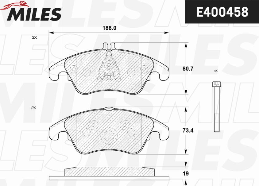 Miles E400458 - Brake Pad Set, disc brake autospares.lv