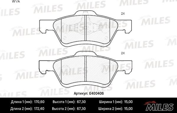 Miles E400406 - Brake Pad Set, disc brake autospares.lv