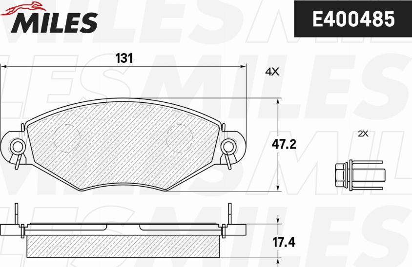 Miles E400485 - Brake Pad Set, disc brake autospares.lv